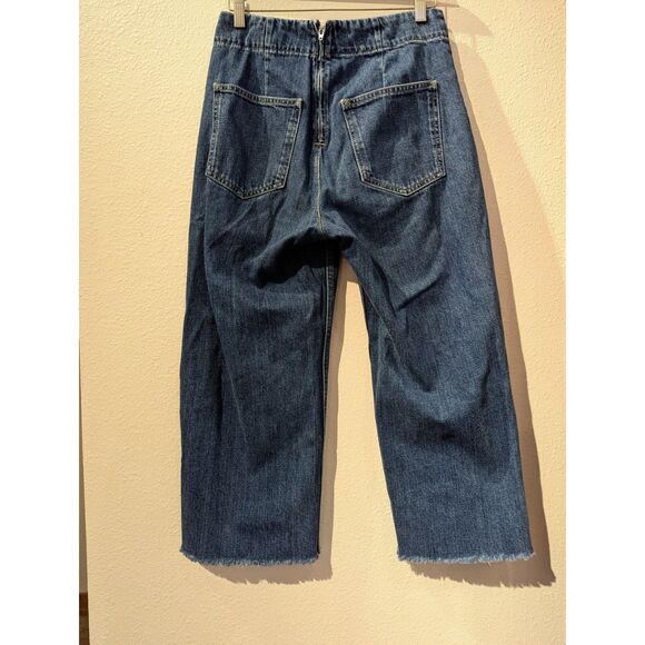 TopShop Moto Lace-Up Front Cropped Wide Leg Y2K Jeans Sz 26 - Picture 12 of 13